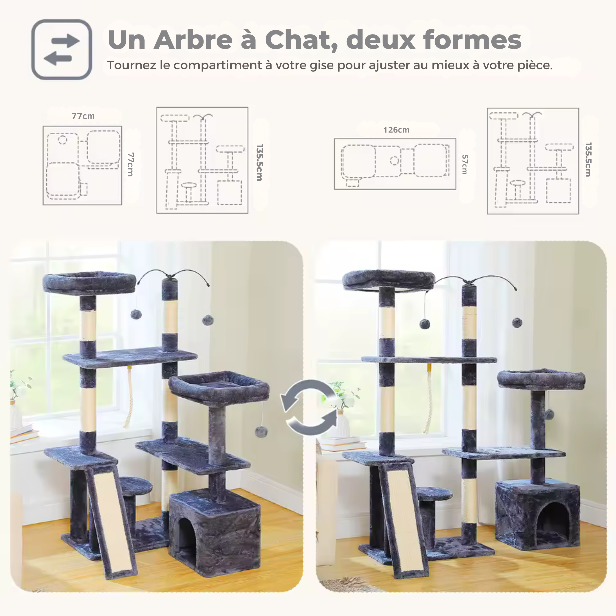 Arbre à Chat avec Jouets intégrés