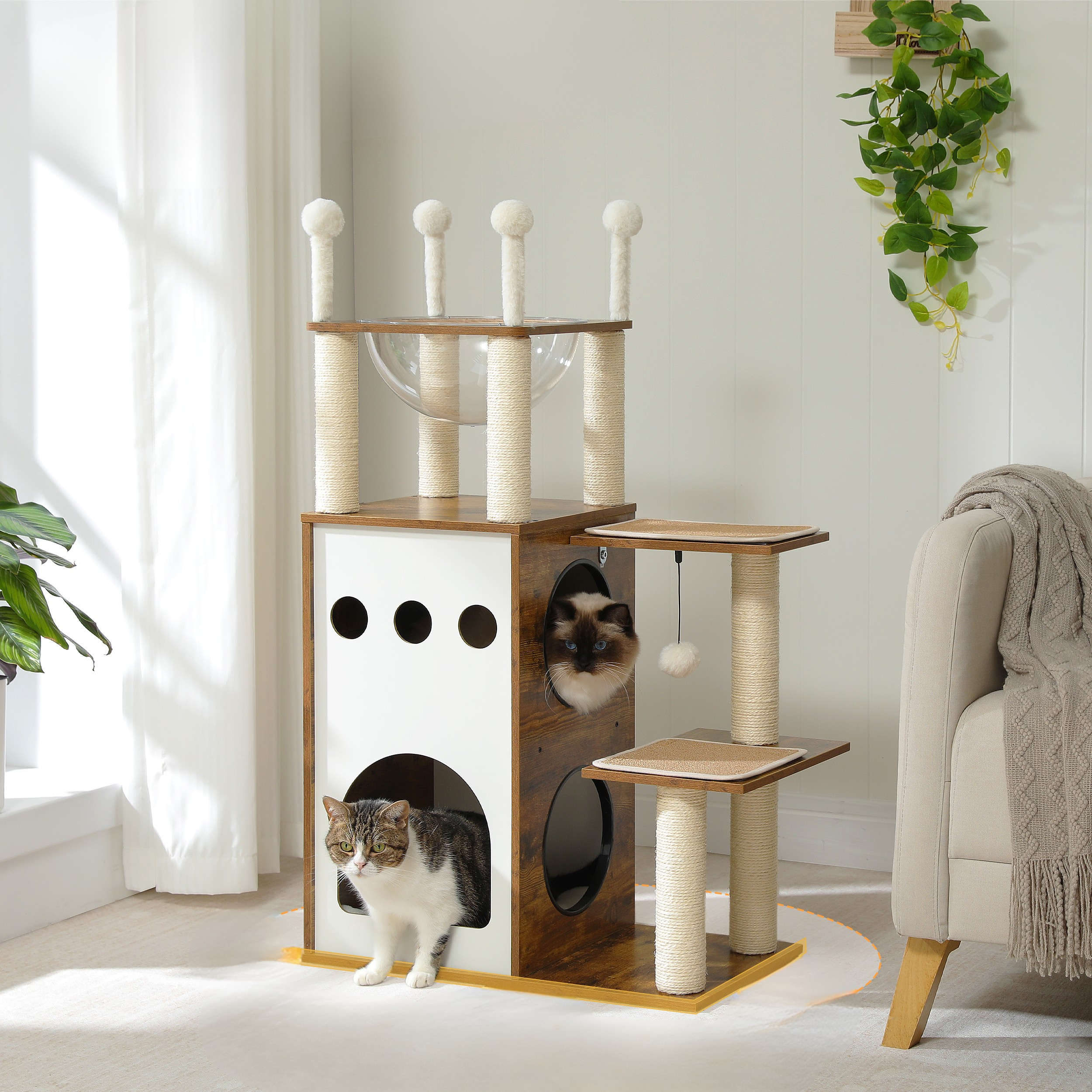 Arbre à Chat avec Tour en Bois Massif