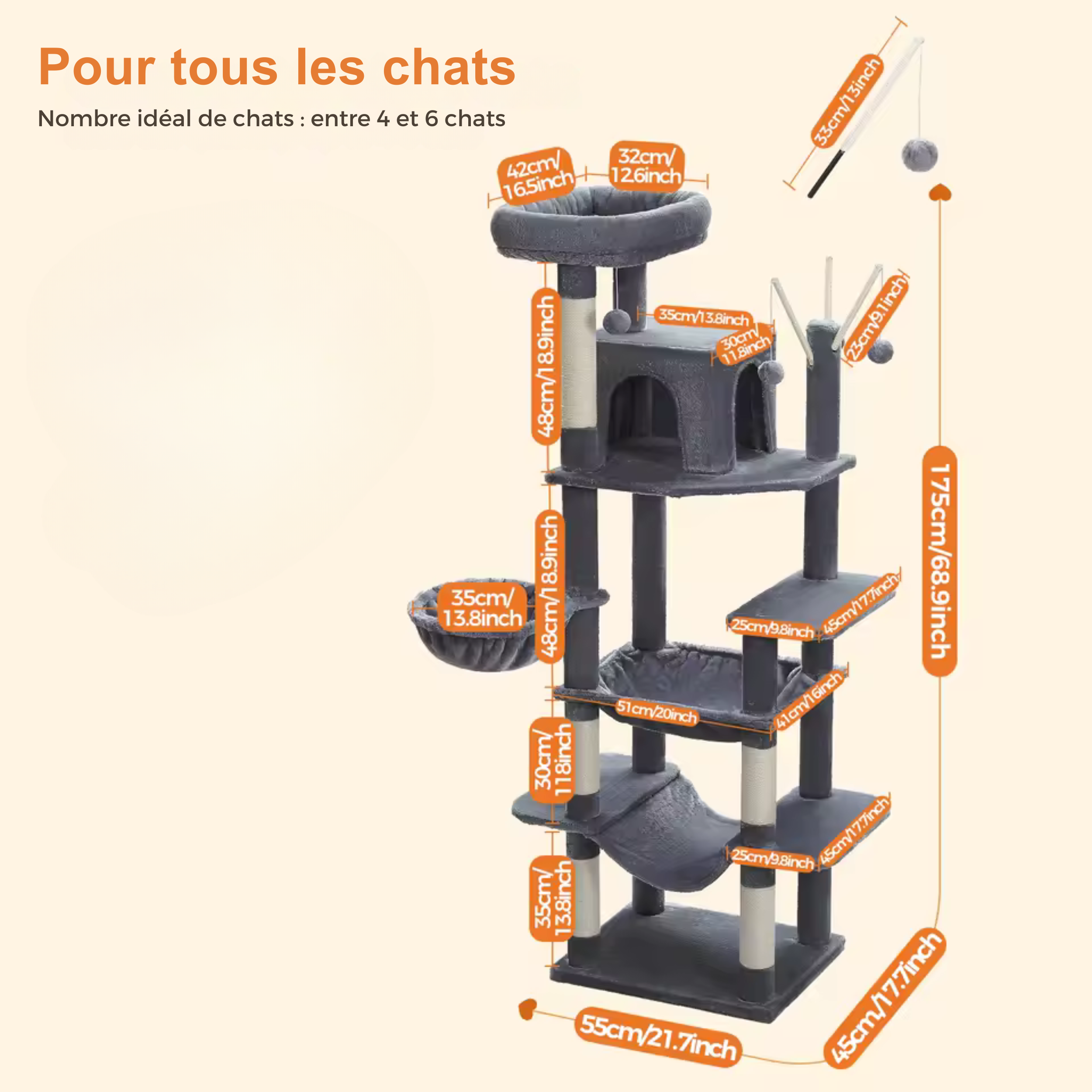 Arbre à Chat Triple Hamac